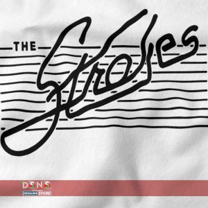 Closeup of The Strokes The Last Night graphic design on cotton t-shirt