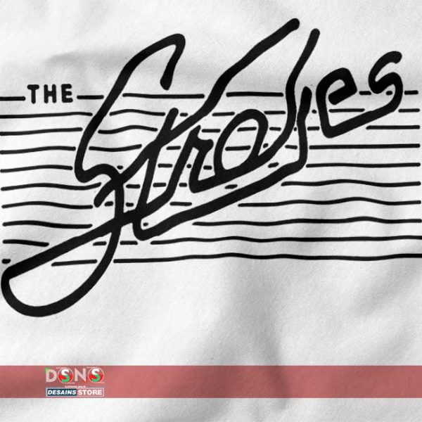 Closeup of The Strokes The Last Night graphic design on cotton t-shirt
