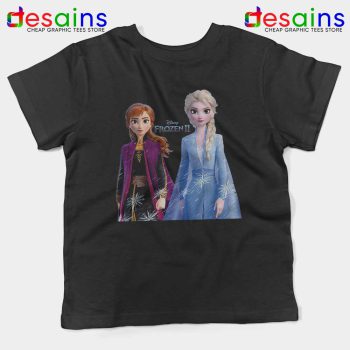 Elsa Anna Frozen 2 Black Kids Tshirt Disney Film Merch Youth Tee Shirts