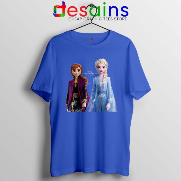 Elsa Anna Frozen 2 Blue Tshirt Disney Film Merch Tee Shirts