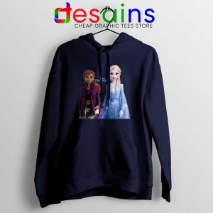 Elsa Anna Frozen 2 Navy Hoodie Disney Film Merch Hoodies S-3XL