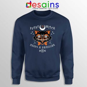 Every Witch Needs a Familiar Navy Sweatshirt Cat Familiars Sweater S-3XL