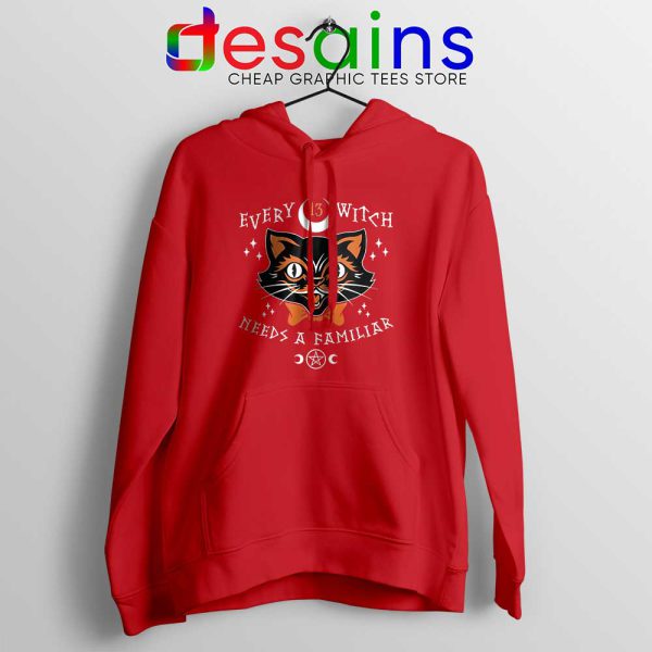 Every Witch Needs a Familiar Red Hoodie Cat Familiars Hoodies S-2XL