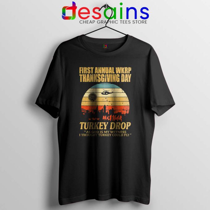 First Anuual WKRP Thanksgiving Day Tshirt Turkey Drop Tee Shirts S-3XL