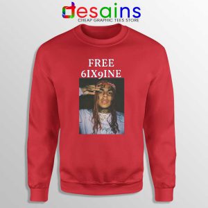 Free 6ix9ine Red Sweatshirt Tekashi 6ix9ine Sweater Size S-3XL