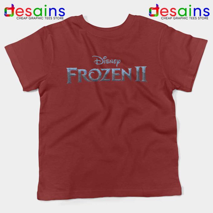 Frozen 2 Logo Maroon Kids Tshirt Custom Youth Tee Shirts Dinsey Frozen