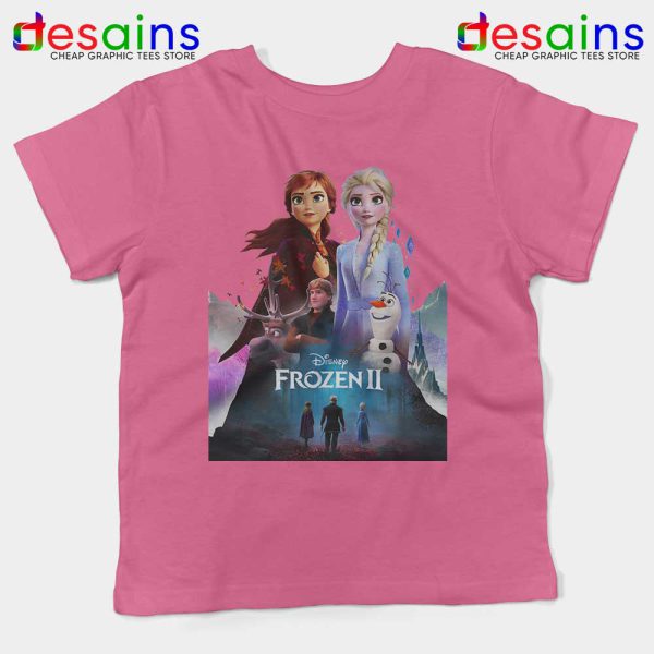 Frozen 2 Poster Art Pink Kids Tshirt Dinsey Frozen Film Youth Tee Shirts