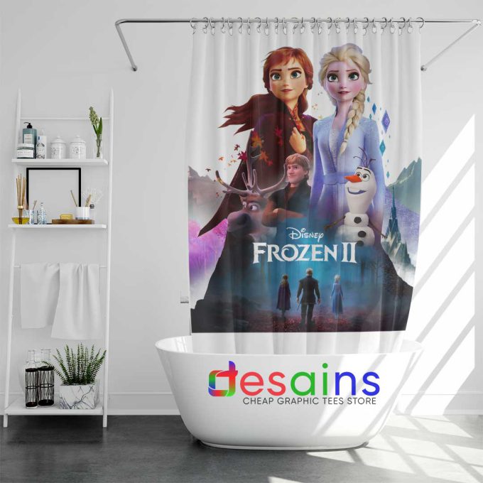 Frozen 2 Poster Art Shower Curtain Disney Frozen Film Curtains
