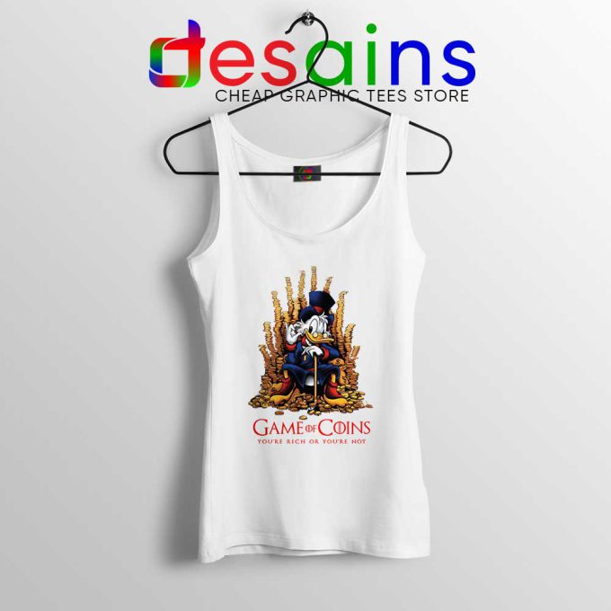 Game of Coins DuckTales White Tank Top Game Of Thrones DuckTales Tops