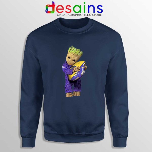 Groot I Love Baltimore Ravens Navy Sweatshirt Guardians of the Galaxy NFL