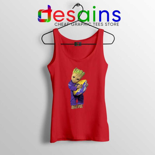 Groot I Love Baltimore Ravens Red Tank Top Guardians of the Galaxy NFL
