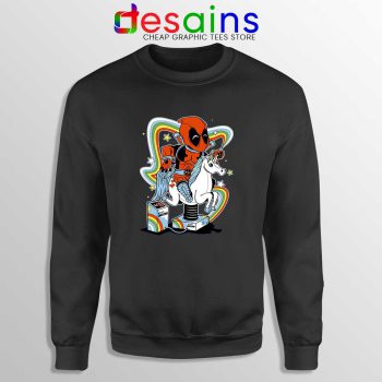 Happy Unicorn Deadpool Black Sweatshirt Crewneck Sweater DeadpoolL