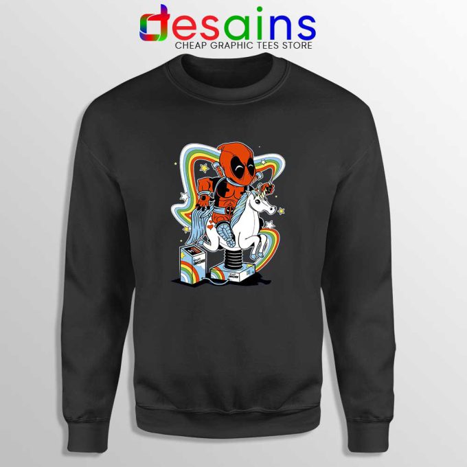 Happy Unicorn Deadpool Black Sweatshirt Crewneck Sweater DeadpoolL