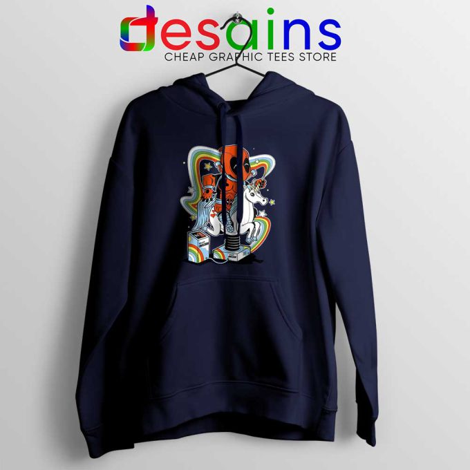 Happy Unicorn Deadpool Navy Hoodie Buy Deadpool Hoodies S-2XL