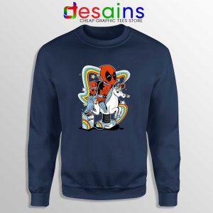 Happy Unicorn Deadpool Navy Sweatshirt Crewneck Sweater DeadpoolL