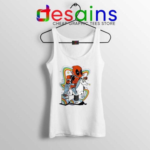 Happy Unicorn Deadpool White Tank Top Cheap Deadpool Tank Tops