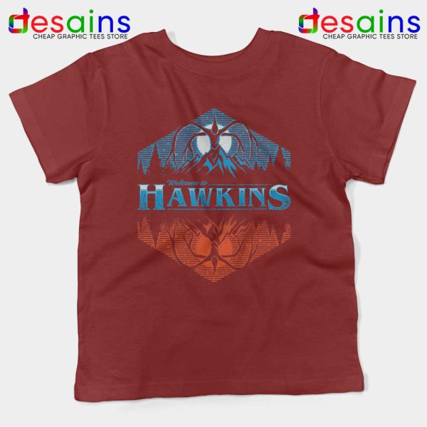 Hawkins Indiana Maroon Kids Tshirt Stranger Things Season 3 Youth Tee Shirts