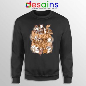 I Love Dogs Black Sweatshirt Love My Pug Sweater GILDAN S-3XL