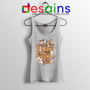 I Love Dogs Sport Grey Tank Top Love My Pug Tank Tops GILDAN S-3XL