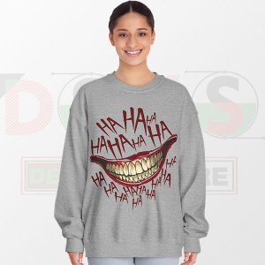 Joker Evil Smile Sport Grey Sweatshirt Womens