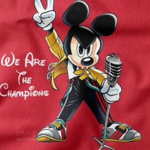 Mickey Mouse dressed as Freddie Mercury in yellow jacket graphic hoodie