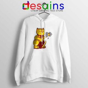 No Pain No Gain Lucky Cat White Hoodie Maneki neko Hoodies S-2XL