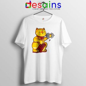 No Pain No Gain Lucky Cat White Tshirt Maneki neko Tee Shirts S-3XL