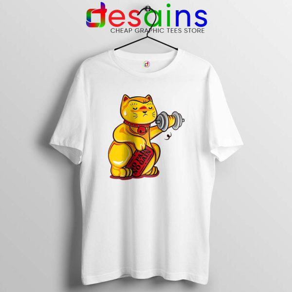 No Pain No Gain Lucky Cat White Tshirt Maneki neko Tee Shirts S-3XL