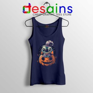 Ohana Pumpkin Halloween Navy Tank Top Stitch Ohana Tops S-3XL