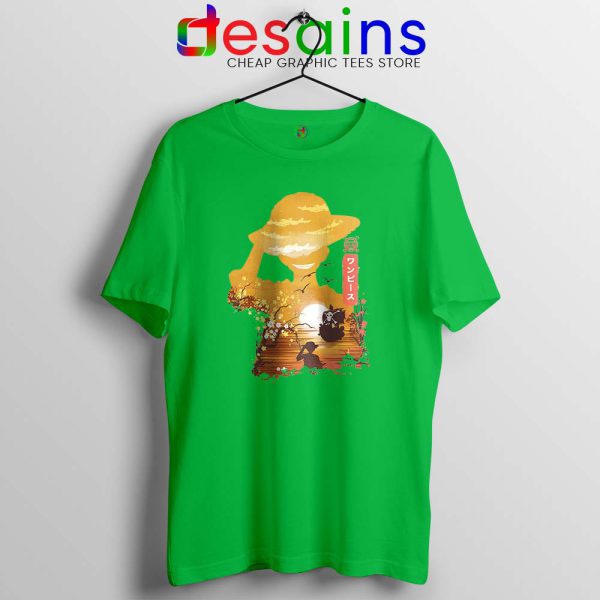 One Piece Manga Luffy Lime Green Tshirt Posters One Piece Tee Shirts