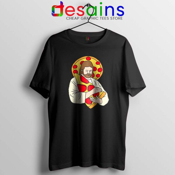 Pizza Jesus Black Tshirt Christmas Day Pizza Tee Shirts GILDAN S-3XL