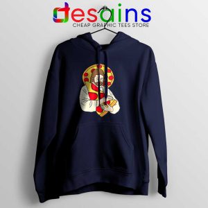 Pizza Jesus Navy Hoodie Christmas Day Pizza Hoodies S-2XL