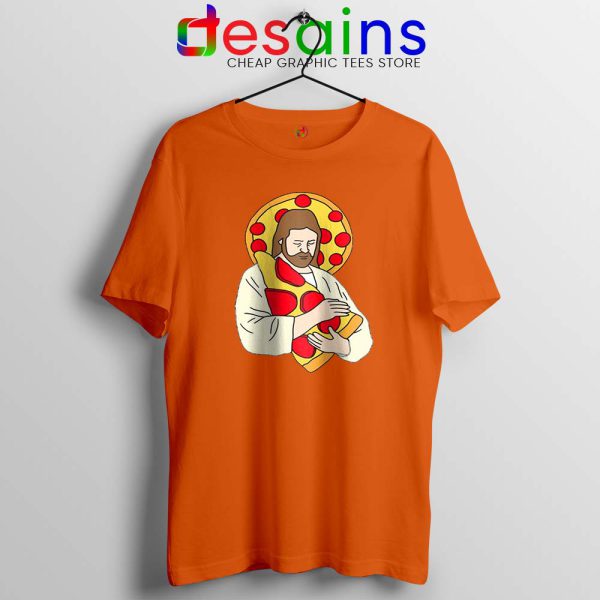 Pizza Jesus Orange Tshirt Christmas Day Pizza Tee Shirts GILDAN S-3XL