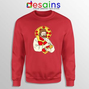 Pizza Jesus Red Sweatshirt Christmas Day Pizza Ugly Sweater S-3XL