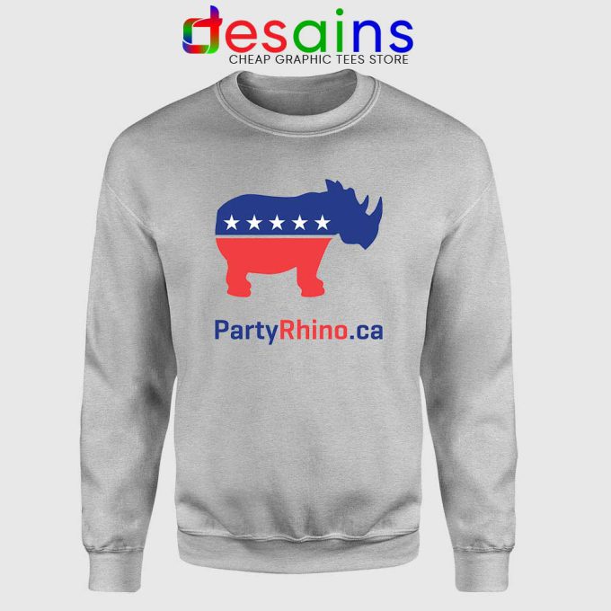 Rhino Party Logo Sport Grey Sweatshirt Rhinoceros Party Sweater S-3XL