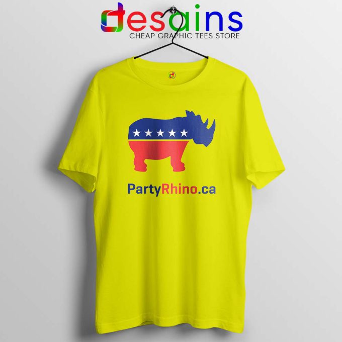 Rhino Party Logo Yellow Tshirt Rhinoceros Party Tee Shirts S-3XL