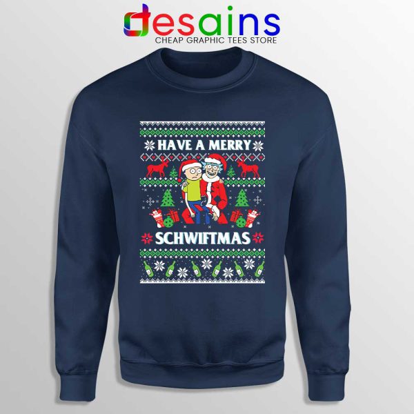 Rick And Morty Merry Schwiftmas Navy Sweatshirt Ugly Christmas Sweater