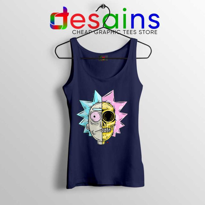 Rick Sanchez Head Dissected Navy Tank Top Rick and Morty Tops