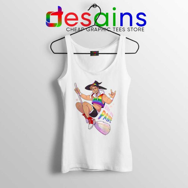 Ride with Pride Gay White Tank Top LGBT Pride Tank Tops S-3XL
