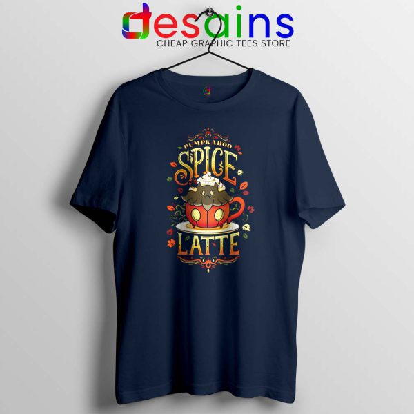 Spooky Spice Latte Navy Tshirt Pumpkin Spice Latte Halloween Tee Shirts