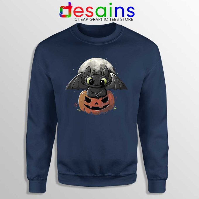 Spooky Toothless Dragon Navy Sweatshirt Funny Toothless Sweater S-3XL