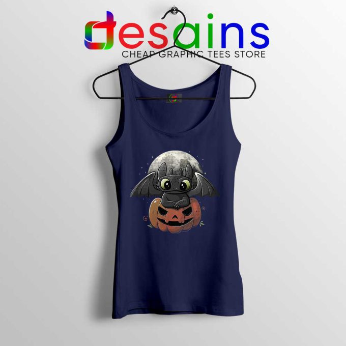 Spooky Toothless Dragon Navy Tank Top Funny Toothless Tank Tops S-3XL