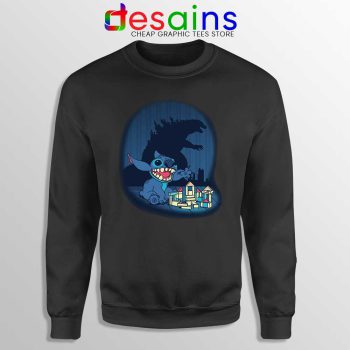 Stitch Godzilla King of the Monsters Black Sweatshirt Funny Stitch Sweater