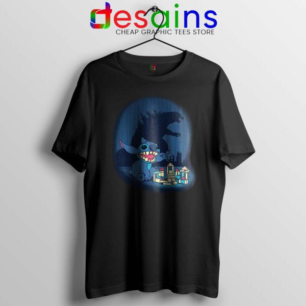 Stitch Godzilla King of the Monsters Black Tshirt Funny Stitch Tee Shirts