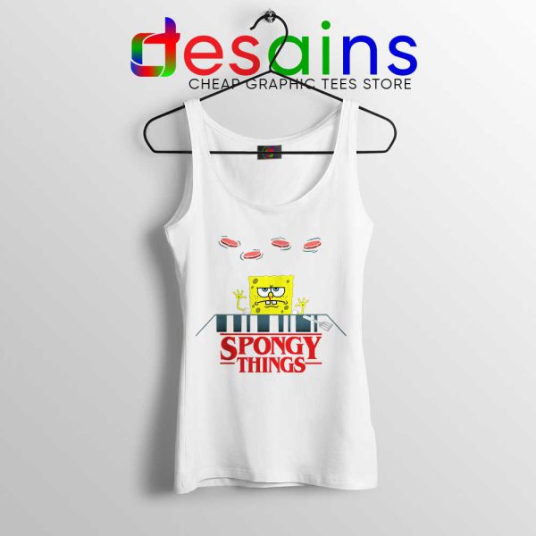 Stranger Things SpongeBob White Tank Top Spongy Things Tank Tops S-3XL