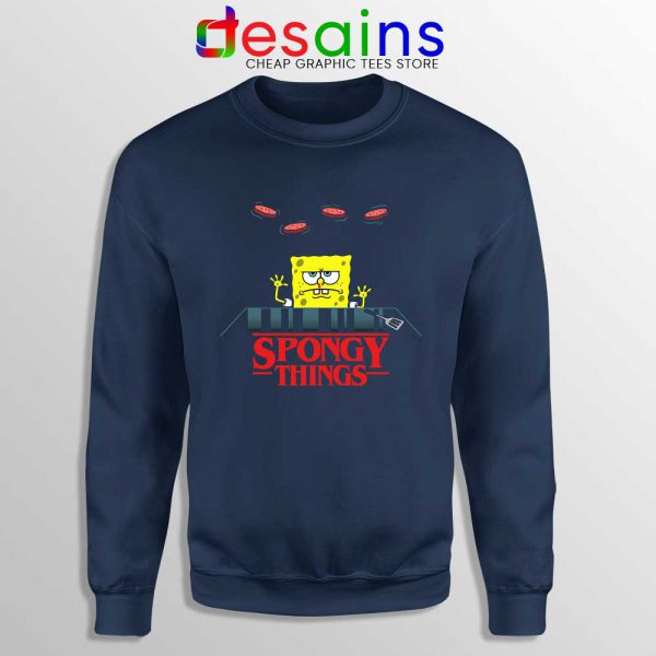 Stranger Things SpongeBob navy Sweatshirt Spongy Things Sweater