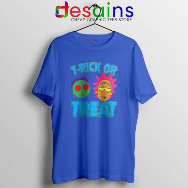 TRick Or TREAT Blue Tshirt Funny Rick and Morty Tee Shirts S-3XL