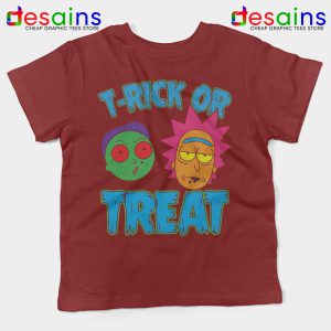TRick Or TREAT Maroon Kids Tshirt Rick and Morty Halloween Youth Tee Shirts