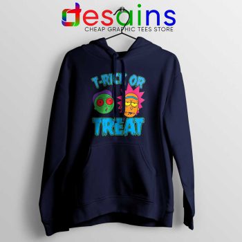 TRick Or TREAT Navy Hoodie Rick and Morty Hoodies Halloween Gifts