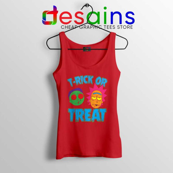 TRick Or TREAT Red Tank Top Rick and Morty Halloween Tank Tops